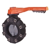 8" BUTTERFLY VALVE WITH PVC BODY LUGGED POLYPROPYLENE DISC VITON LINER FPM SEALS HAND LEVER OPERATED FITTING