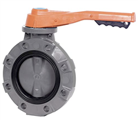 2" BUTTERFLY VALVE WITH CPVC BODY CPVC DISC NITRILE LINER AND SEALS HAND LEVER OPERATED FITTING
