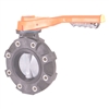 2" BUTTERFLY VALVE WITH CPVC BODY LUGGED CPVC DISC NITRILE LINER AND SEALS HAND LEVER OPERATED FITTING