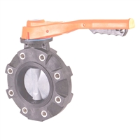 3" BUTTERFLY VALVE WITH CPVC BODY LUGGED CPVC DISC VITON LINER FPM SEALS HAND LEVER OPERATED FITTING