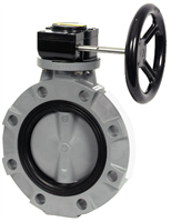 6" BUTTERFLY VALVE WITH CPVC BODY CPVC DISC VITON LINER FPM SEALS HANDWHEEL GEAR OPERATED FITTING