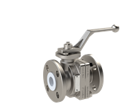 1" SWISSFLUID FULL PORT BALL VALVE, CF8M BODY, PFA LINED, PFA ENCAPSULATED BALL AND STEM, 150 LB FLANGED, LEVER