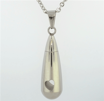 Teardrop With Heart Cutout Cremation Pendant (Chain Sold Separately)