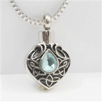 Cremation Pendant With Blue Teardrop (Chain Sold Separately)