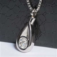 Extra Large Teardrop With CZ Cremation Pendant (Chain Sold Separately)