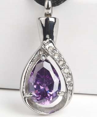 Purple Teardrop Cremation Pendant (Chain Sold Separately)