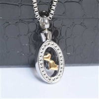 Oval Around Twin Hearts Cremation Pendant (Chain Sold Separately)
