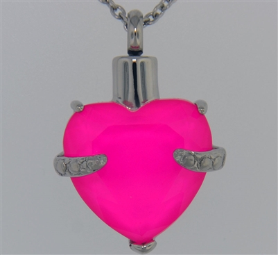 Pink Heart Cremation Pendant (Chain Sold Separately)