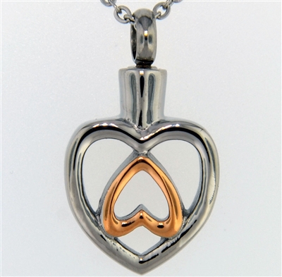Heart Turned Upside Down Cremation Pendant (Chain Sold Separately)