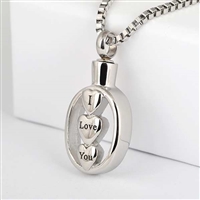 "I Love You" Dripping Hearts Cremation Pendant (Chain Sold Separately)