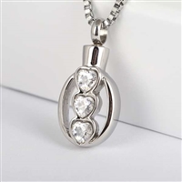 Three CZ Dripping Hearts Cremation Pendant (Chain Sold Separately)