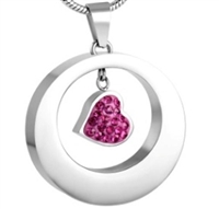 Ring Around Pink Heart Cremation Pendant (Chain Sold Separately)