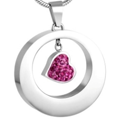 Ring Around Pink Heart Cremation Pendant (Chain Sold Separately)