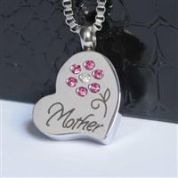 Mother With Pink Flower Cremation Pendant (Chain Sold Separately)