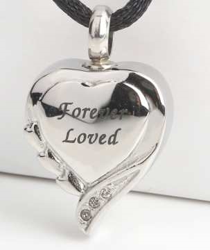 Fancy "Forever Loved" Heart Cremation Pendant (Chain Sold Separately)