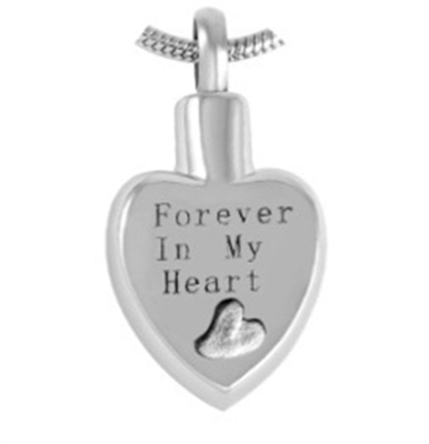 Forever In My Heart With Heart Imprint Cremation Pendant (Chain Sold Separately)