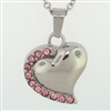 Heart With Pink Stones Cremation Pendant (Chain Sold Separately)