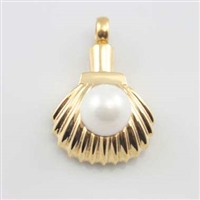 Gold Shell With Pearl Cremation Pendant (Chain Sold Separately)