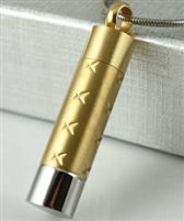 Gold And Silver Cylinder Cremation Jewelry Pendant (Chain Sold Separately)