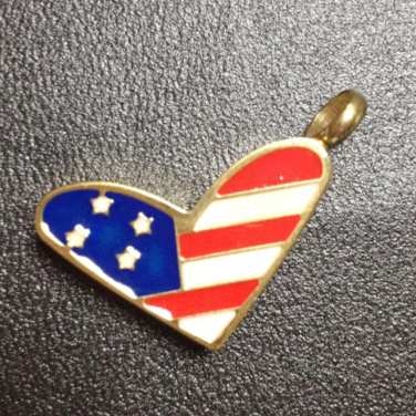 Gold Heart With American Flag Cremation Pendant (Chain Sold Separately)