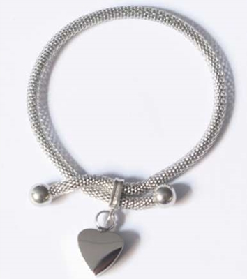 Snake Cremation Bracelet With Heart Pendant