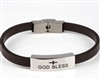 "God Bless" Cremation Bracelet With Brown Band