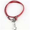 Red Bracelet With Heart Pendant Cremation Bracelet