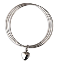 Triple Bangle Cremation Jewelry Bracelet With Heart