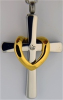 Large Men's Cross With Gold Drape Cremation Pendant (Chain Sold Separately)