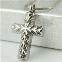 Cut-Design Cross Cremation Pendant (Chain Sold Separately)
