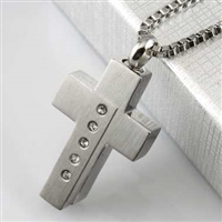 Stainless Steel Offset Cross Cremation Pendant (Chain Sold Separately)
