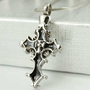 Fancy Design Cross On Cross Cremation Pendant (Chain Sold Separately)