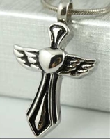 Cross Heart and Angel Wing Cremation Pendant (Chain Sold Separately)