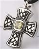 Cross With Yellow Stone At Center Cremation Pendant (Chain Sold Separately)