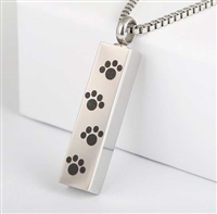 Paw Prints Across Bar Cremation Pendant (Chain Sold Separately)