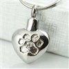 Paw Print Impression On Heart Cremation Pendant (Chain Sold Separately)