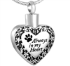 Fancy Paw Print Always In My Heart Cremation Jewelry Pendant (Chain Sold Separately)