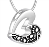 Paw Prints Across Half Of Heart Cremation Pendant (Chain Sold Separately)