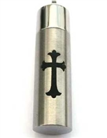 Black Cross On Cylinder Cremation Pendant (Chain Sold Separately)