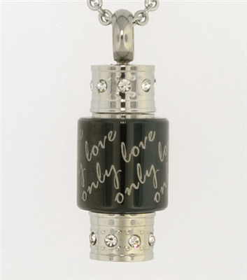 "Only Love" Mini Cylinder Cremation Pendant (Chain Sold Separately)