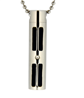 Shiny Black and Silver Cylinder Cremation Pendant (Chain Sold Separately)