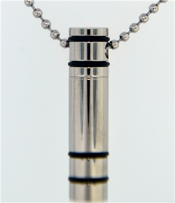 Cylinder With Rubber Gaskets Cremation Pendant (Chain Sold Separately)