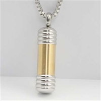 Short Gold Bar Cylinder Cremation Pendant (Chain Sold Separately)