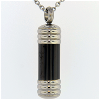 Short Black Bar Cylinder Cremation Pendant (Chain Sold Separately)