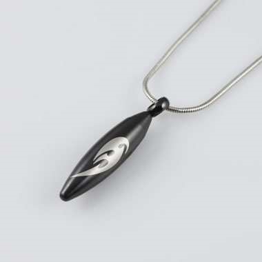 Black Cylinder With Tribal Sign Cremation Pendant (Chain Sold Separately)