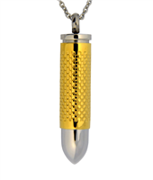 Large Gold And Silver Bullet Cylinder Cremation Pendant (Chain Sold Separately)