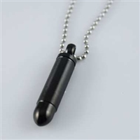Black Bullet Cylinder Cremation Pendant (Chain Sold Separately)