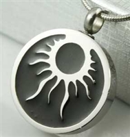 Tribal Sun on Round Cremation Pendant (Chain Sold Separately)