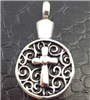 Cross On Round Cremation Pendant (Chain Sold Separately)