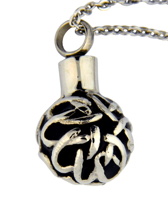 Black and Silver Round Ball Cremation Pendant (Chain Sold Separately)